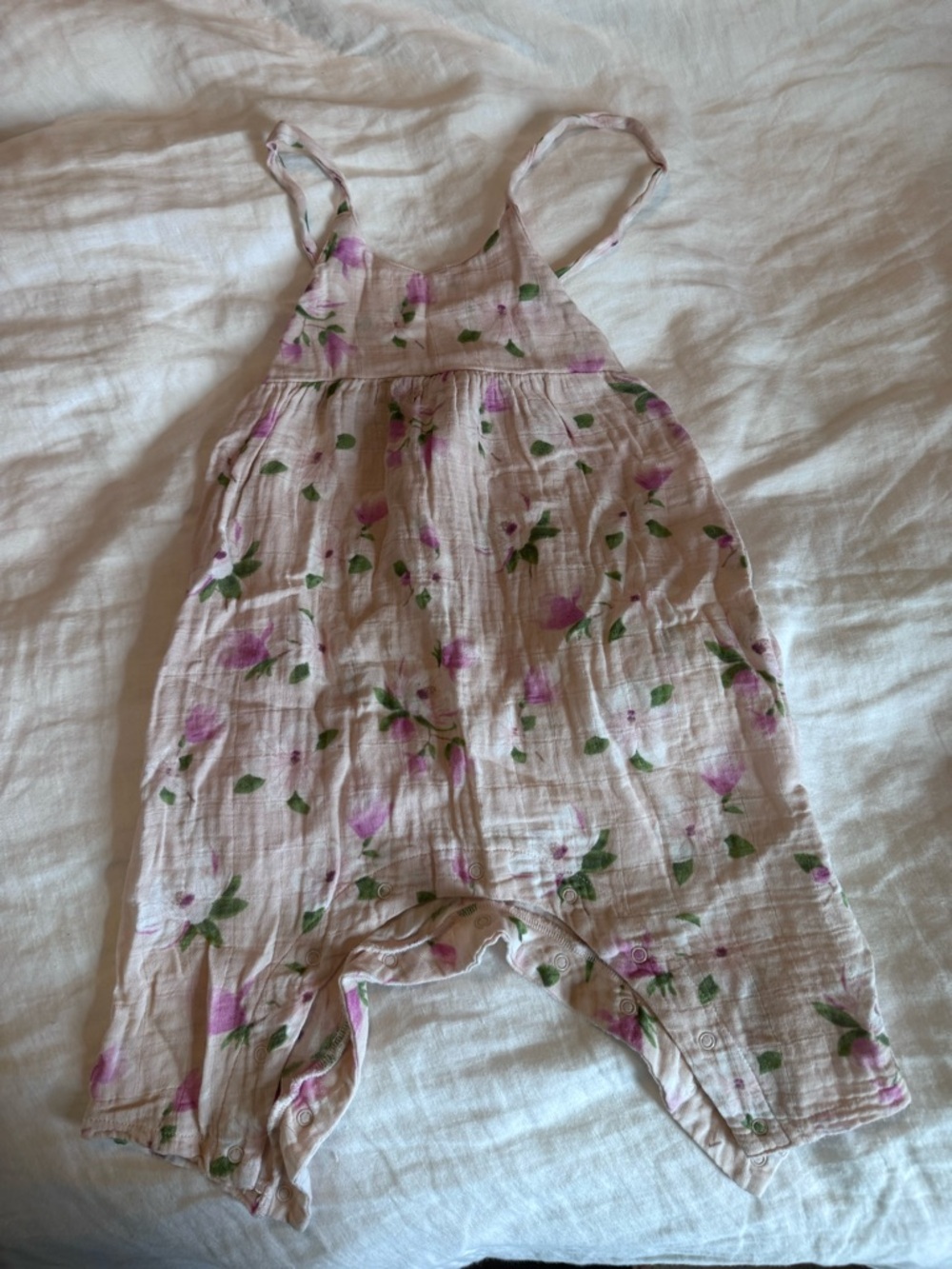 Angel Dear Pink Floral Muslin Romper